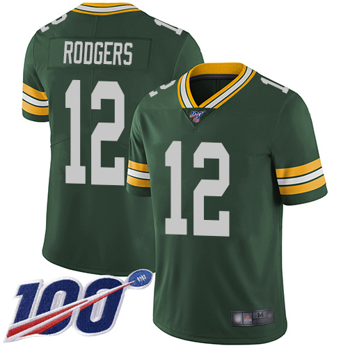 Green Bay Packers Limited Green Men 12 Rodgers Aaron Home Jersey Nike NFL 100th Season Vapor Untouchable